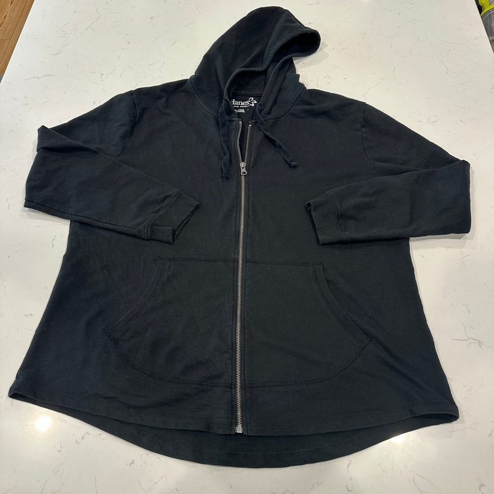 Hanes Live Love Comfort Black Full Zip Hoodie Blank Sweatshirt XXL 2XL